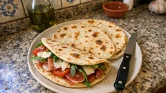 Piadinas italianas en sartén: masa lista en minutos y sin horno