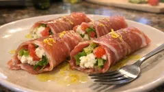Rollitos de jamón serrano rellenos de queso fresco y tomate: listos en 10 minutos