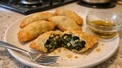 Empanadillas de espinacas con piñones y pasas: crujientes y con contraste dulce-salado