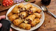 Tequeños de lomo saltado: crujientes por fuera, jugosos por dentro