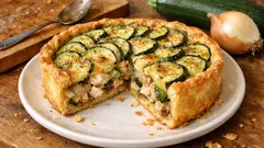 Tarta salada de calabacín y pollo: jugosa, fácil y perfecta para cenar