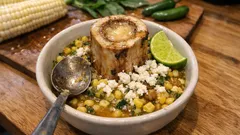 Esquites con tuétano: maíz en caldo con epazote y un final cremoso