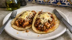 Fajitas rápidas de pollo y carne picada: relleno jugoso con salsa roja y queso