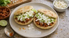 Gorditas de Maseca rellenas de chicharrón prensado: doradas y crujientes en sartén