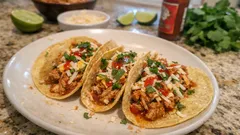 Tacos de pollo desmenuzado en salsa: fáciles de preparar y listos para montar al momento