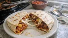 Gringa al pastor en casa: tortilla crujiente, queso fundido y piña jugosa a la plancha