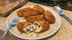 Croquetas de champiñones cremosas: bechamel suave y rebozado crujiente, paso a paso