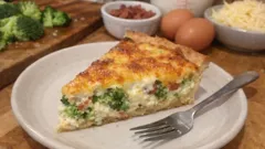 Quiche de brócoli y bacon: cremosa por dentro y doradita con un horneado en dos tiempos