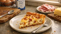 Quiche sin gluten y sin lactosa con bacon y queso: cremosa, fácil y perfecta para cenar