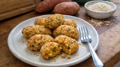 Croquetas veganas de boniato al horno: doradas y sin bechamel, con calabacín jugoso
