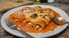 Enchiladas suizas rojas con pollo: salsa cremosa y queso gratinado, paso a paso
