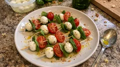 Brochetas caprese de tomate cherry y mozzarella: listas en 10 minutos y quedan preciosas