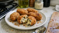 Croquetas de berenjena y parmesano: cremosas por dentro y muy crujientes