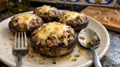 Champiñones rellenos de atún: jugosos y rápidos, con gratinado opcional