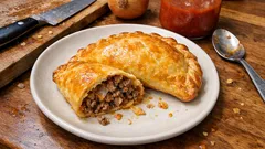 Empanada de carne y cebolla con hojaldre: crujiente por fuera y jugosa por dentro