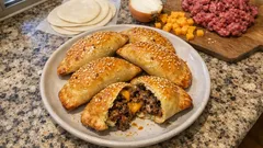 Empanadas de hamburguesa al horno: jugosas, con cheddar y cebolla caramelizada